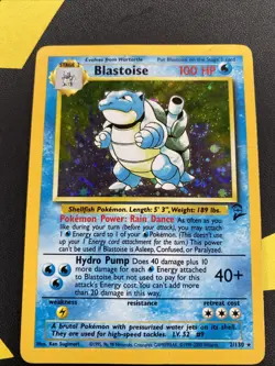 Pokemon TCG Blastoise Base Set 2 2/130 Holo Unlimited Holo MP ( Swirl ) - Image 1
