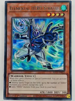 Yu Gi Oh - BLC1-EN022 Elemental Hero Stratos (Alt Art) - Silver Ultra Rare - Image 1