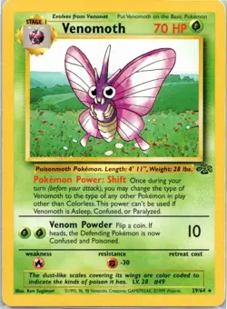 Pokemon 29/64 Venomoth Non Holo Rare Jungle Set MP - Image 1