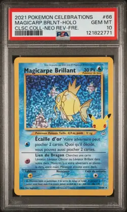 🇫🇷 MAGICARPE BRILLANT PSA 10 - 25 ANS CELEBRATIONS 66/64 FR Carte Pokemon 🇫🇷 - Image 2