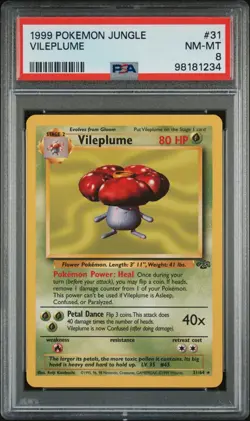 Pokemon PSA 8 1999 Jungle Vileplume Christmas GiftU - Image 1