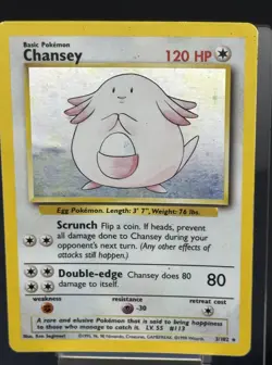 Chansey 3/102 Base Set Holo Rare Vintage WOTC Pokemon Card - Image 1