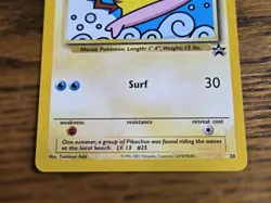 Pokemon Wotc Black Star Promo # 28 **SURFING PIKACHU** Really Nice Card,,read - Image 3