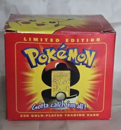 1999 POKEMON BURGER KING LIMITED EDITION PIKACHU 23K GOLD PLATED TRADING CARD - Image 1