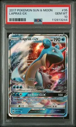 2017 Pokemon Card Sun and Moon Base Set Lapras GX #35 PSA 10 Gem Mint LOW POP - Image 1