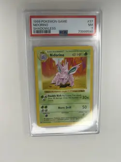Base Set NIDORINO Shadowless #37/102 PSA 7 1999 Pokemon Card Game - Image 1