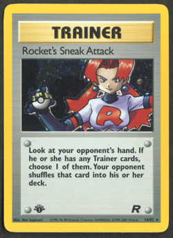 Pokemon TCG: Rocket’s Sneak Attack 16/82 Team Rocket 1st Edition WoTC Holo Rare - Image 1