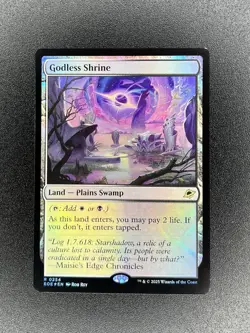 FOIL R 0254 Godless Shrine Land Plains Swamp Shock Edge of Eternities MTG Card - Image 1