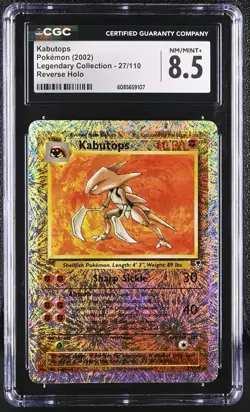 CGC 8.5 Kabutops 2002 Legendary Collection 27/110 Reverse Holo Pokemon Card - Image 1