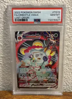 2022 Pokemon PSA 10 GEM MINT Orbeetle Vmax Lost Origin Trainer Gallery TG13/TG30 - Image 1