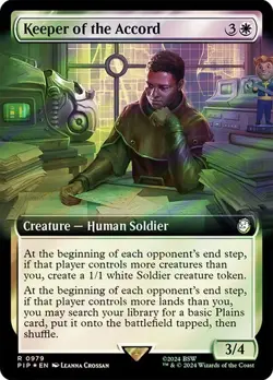 Keeper of the Accord SURGE FOIL EXTENDED - 0979 - Rare - Fallout PIP MTG - Image 1