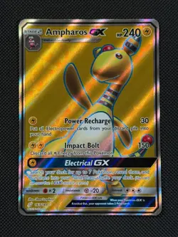 Ampharos GX 163/181 FULL ART Pokemon Card Sun & Moon Team Up Holo Rare - Image 1