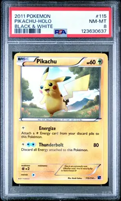 2011 POKEMON B&W #115 PIKACHU-HOLO PSA 8 - Image 1
