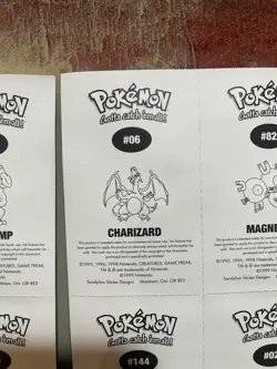 1999 Pokemon Sandylion Sticker Sheets #06 Charizard #02 Ivysaur 144 Articuno +++ - Image 4