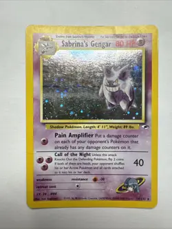 Pokemon TCG Sabrina's Gengar Gym Heroes Holo Rare Card 14/132 MP+/LP Swirl Holo - Image 1