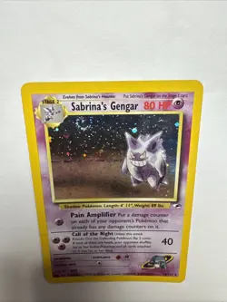 Pokemon TCG Sabrina's Gengar Gym Heroes Holo Rare Card 14/132 MP+/LP Swirl Holo - Image 2