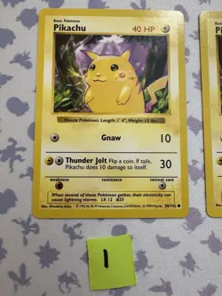 Pokemon Card Pikachu Shadowless Base Set RED CHEEKS 58/102 - Near Mint! X3! - Image 2