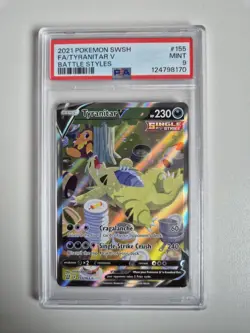 PSA 9 Tyranitar V 155/163 Alternative Art Battle Styles SWSH Pokemon MINT - Image 1