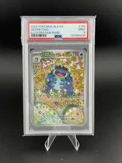 2025 POKEMON BLACK BOLT EN SEISMITOAD ILLUSTRATION RARE #105 💎 PSA 9 105/086 - Image 1