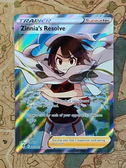 Pokemon Card TCG - Zinnias Resolve 203/203 Full Art Trainer Evolving Skies NM - Image 1