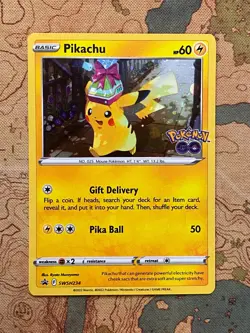 Pokemon Card TCG - Pikachu SWSH234 Pokemon GO Black Star Promo Near Mint - Image 1