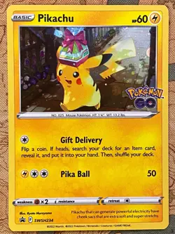 Pokemon Card TCG - Pikachu SWSH234 Pokemon GO Black Star Promo Near Mint - Image 2