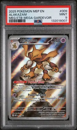 2025 POKEMON MEP EN-ME BLACK STAR PROMO 009 ALAKAZAM PSA 9 - Image 1