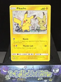 Pokemon Card Pikachu SM162 Sun & Moon Holo Black Star Promo Team Up Played - Image 1