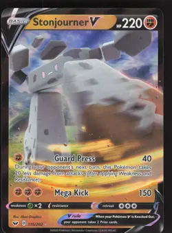 Stonjourner V 115/202 Ultra Rare Pokemon TCG SWSH01: Sword & Shield Base Set NM - Image 1