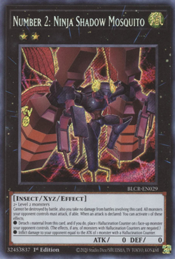 YUGIOH NUMBER 2: NINJA SHADOW MOSQUITO SECRET RARE 1ST GOOD BLCR-EN029 - Image 1