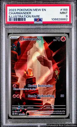 2023 POKEMON MEW EN-151 ILLUSTRATION RARE #168 CHARMANDER PSA 9 (PRIORITY SHIP!) - Image 1