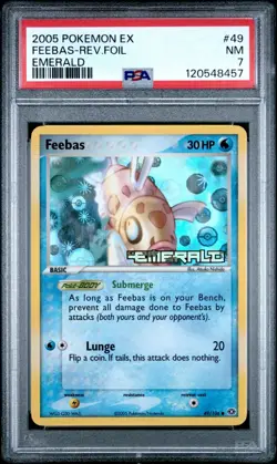 2005 POKEMON EX EMERALD 49 FEEBAS-REVERSE FOIL NEAR MINT PSA 7 - Image 1