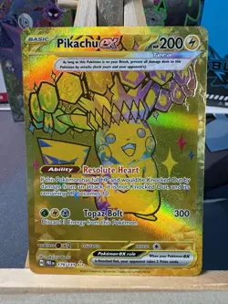 Pokemon TCG Pikachu EX 179/131 Prismatic Evolutions Secret Rare Card Gold - Image 1