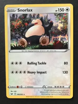 Snorlax 140/202 Sword & Shield Base RARE NON-HOLO NON HOLO Pokemon Card NM - Image 1