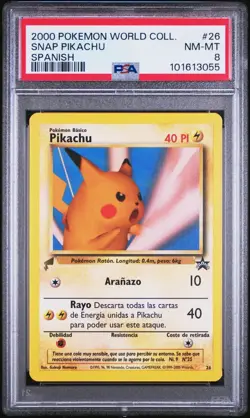 PSA 8 Snap Pikachu (Spanish) #26 - 2000 Pokemon World Collection - NM MINT - Image 1