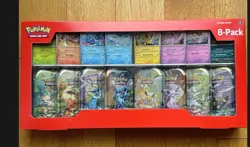 Pokemon TCG Prismatic Evolutions Costco Mini Tins 8 Pack New Sealed - In Hand. - Image 1