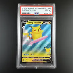 PSA 10 Surfing Pikachu V 008/025 Pokemon Celebrations Holo Graded Card - Image 1