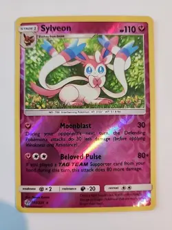 Pokemon TCG Sylveon Reverse Holo Rare Card Sun & Moon Cosmic Eclipse - Image 1