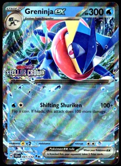 Pokemon TCG Greninja ex 041/142 2024 Stellar Crown Stamped Promo Card - LP - Image 1