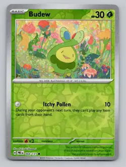 Reverse Holo Budew #004/131 Common SV: Prismatic Evolutions Pokemon - Image 1