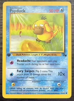 1st Edition Psyduck 53/62 Pokemon TCG WOTC Base Set Fossil LP - Image 1
