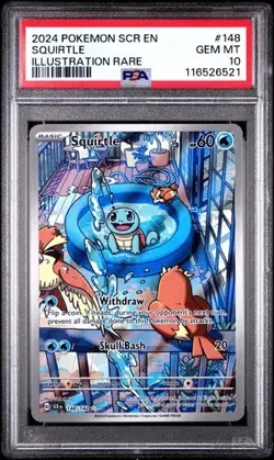 2024 POKEMON SCR EN-STELLAR CROWN ILLUSTRATION RARE #148 SQUIRTLE PSA 10 - Image 1