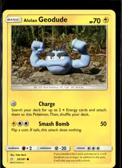 Pokemon Alolan Geodude 35/181 Team up Non Holo Common 2 Card Lot - Image 1
