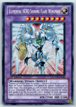 Yugioh Elemental HERO Shining Flare Wingman LCGX-EN050 1st Edition Secret VLP - Image 1