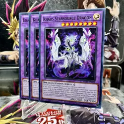 Yugioh 3x Playset Khaos Starsource Dragon ROTA-EN034 Common 1st Ed Near Mint - Image 1