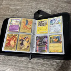 Huge Binder Collection Lot of 316+ Pokemon Cards Mixed with Mewto Leather Binder - Image 1