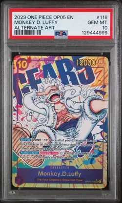 One Piece 2023 Gear 5 Monkey D Luffy OP05-119 English PSA 10 Alt Art SEC Card - Image 1