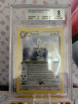 Togetic 16/111 1st Edition Holo Neo Genesis Pokemon Card WOTC Vintage Beckett 8 - Image 1