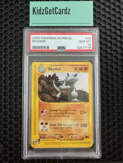 PSA 10 Rhydon 29/144 Non Holo Skyridge Pokemon WOTC Ereader 2003 - Image 2