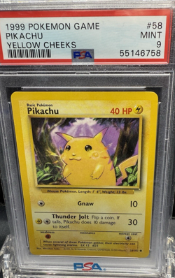 1999 POKEMON GAME PIKACHU YELLOW CHEEKS #58 PSA 9 - Image 1